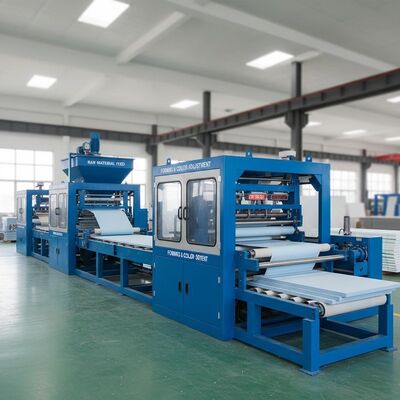 Máquina de cartão mgo azul que incorpora tecnologia de cor ajustada para fabrico de placas de óxido de magnésio para materiais de construção